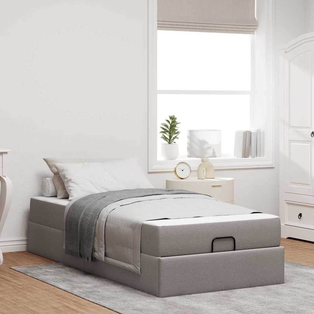 Cadre de lit avec matelas Taupe 80 x 200 cm tissu - XIOS