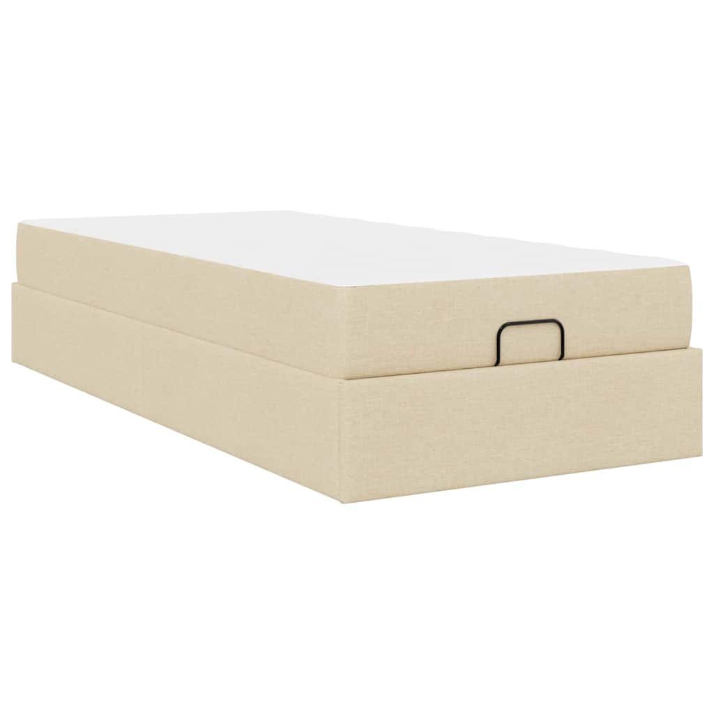 Cadre de lit avec matelas Crème 80 x 200 cm tissu - XIOS
