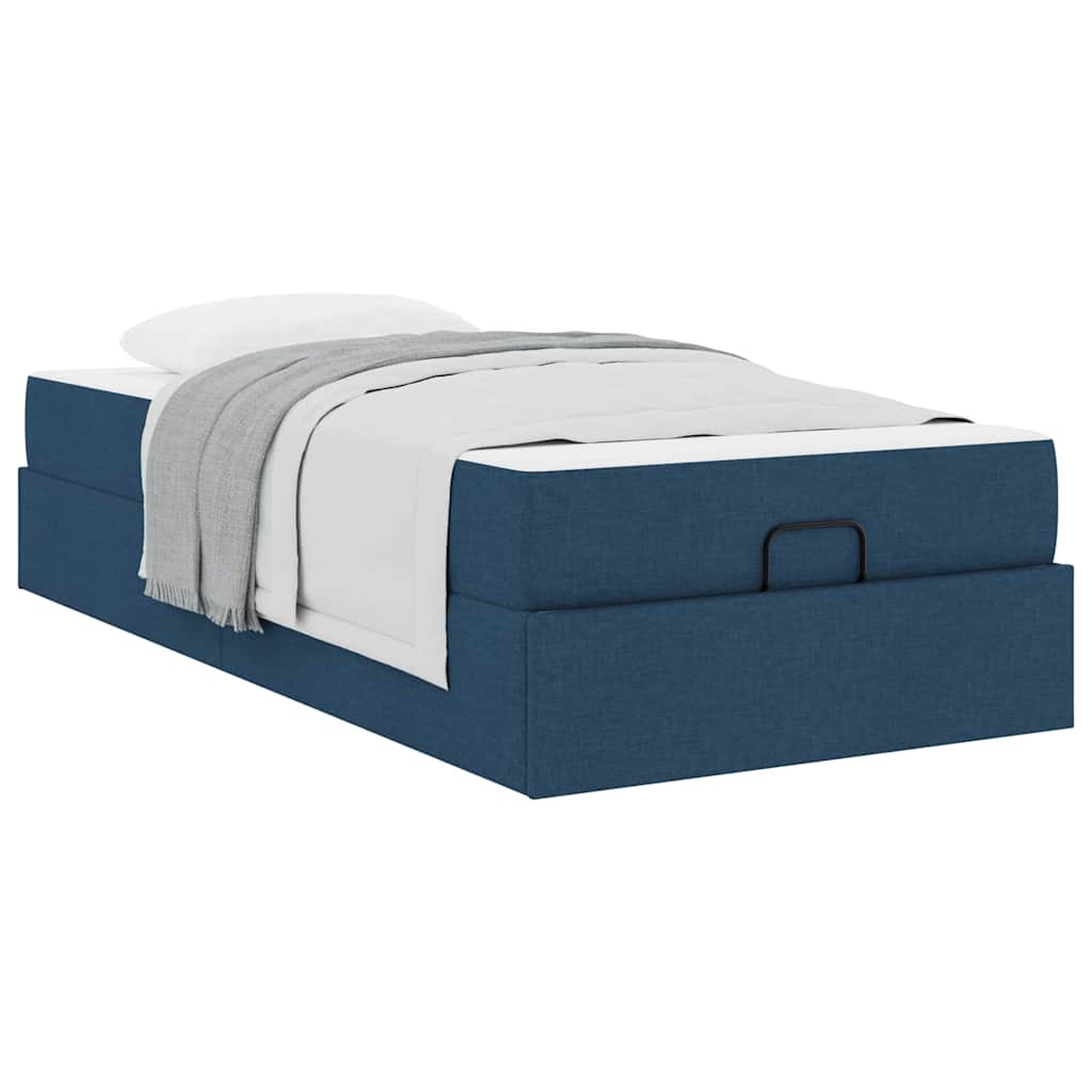 Cadre de lit avec matelas Bleu 80 x 200 cm tissu - XIOS