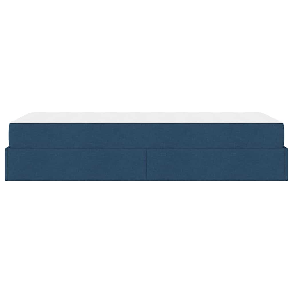 Cadre de lit avec matelas Bleu 80 x 200 cm tissu - XIOS