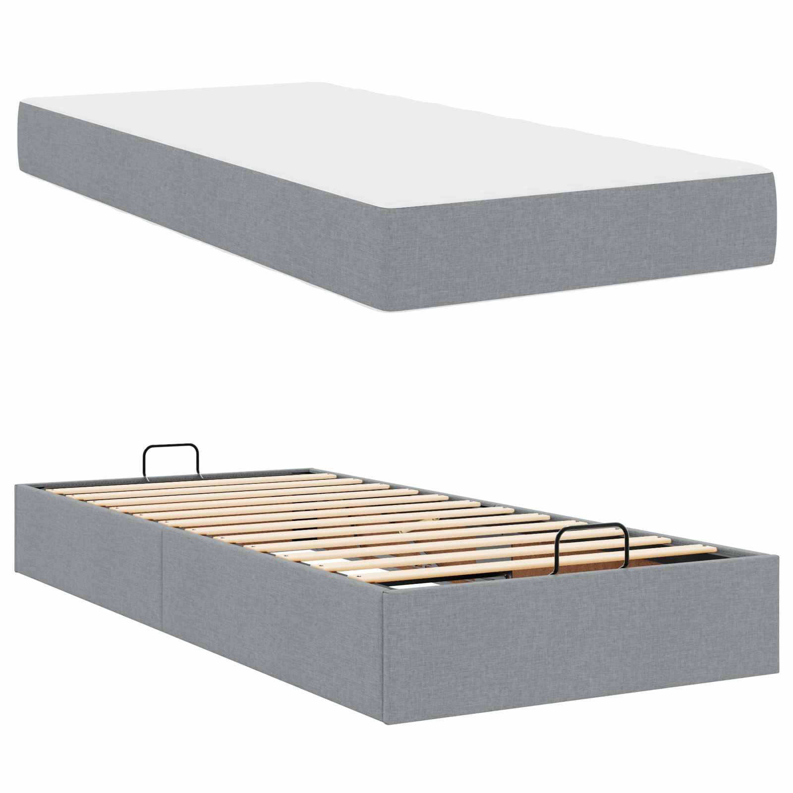 Cadre de lit avec matelas 2 pc Gris clair tissu