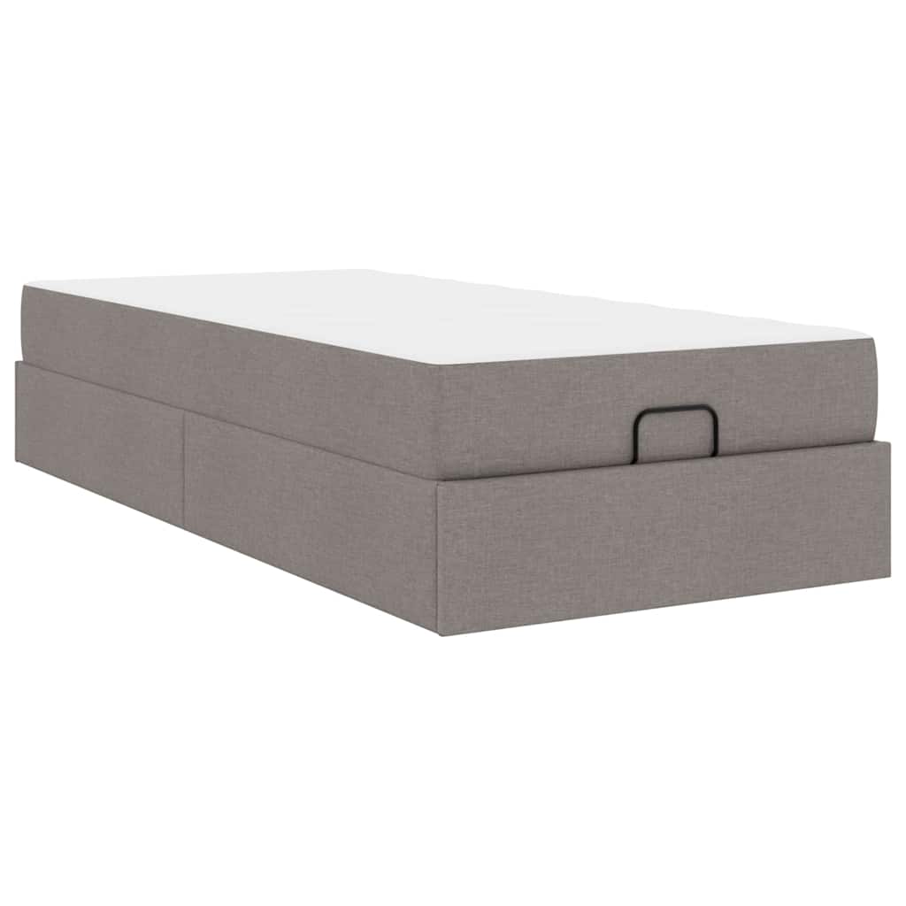 Cadre de lit avec matelas Taupe 90 x 190 cm tissu - XIOS
