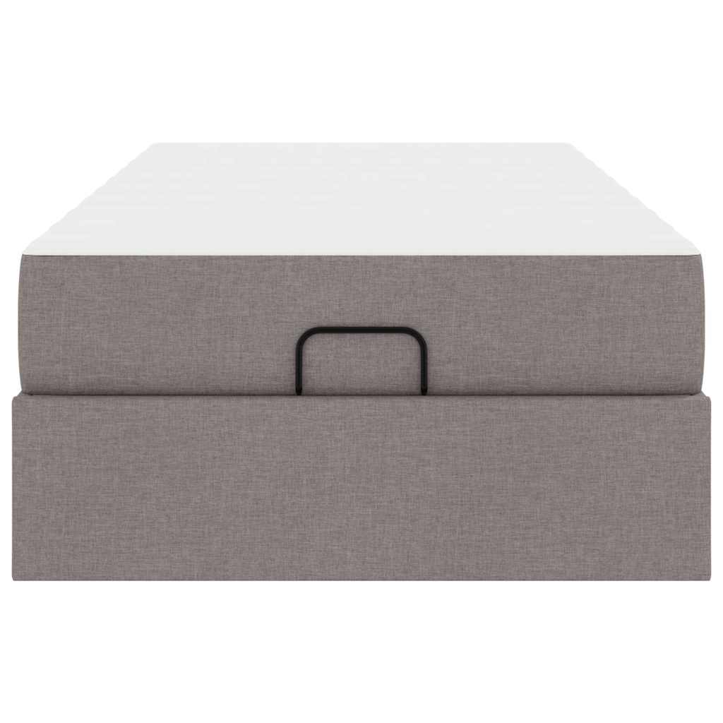 Cadre de lit avec matelas Taupe 90 x 190 cm tissu - XIOS