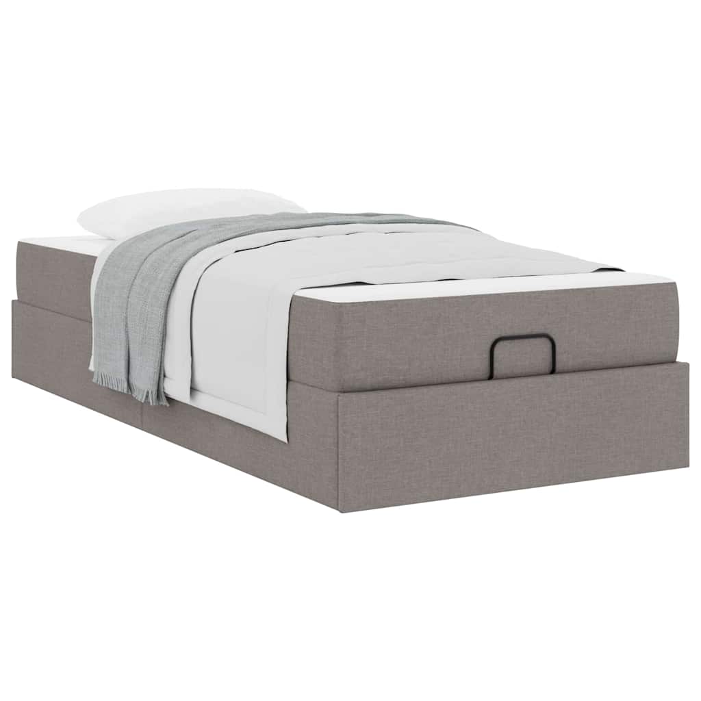 Cadre de lit avec matelas Taupe 90 x 190 cm tissu - XIOS