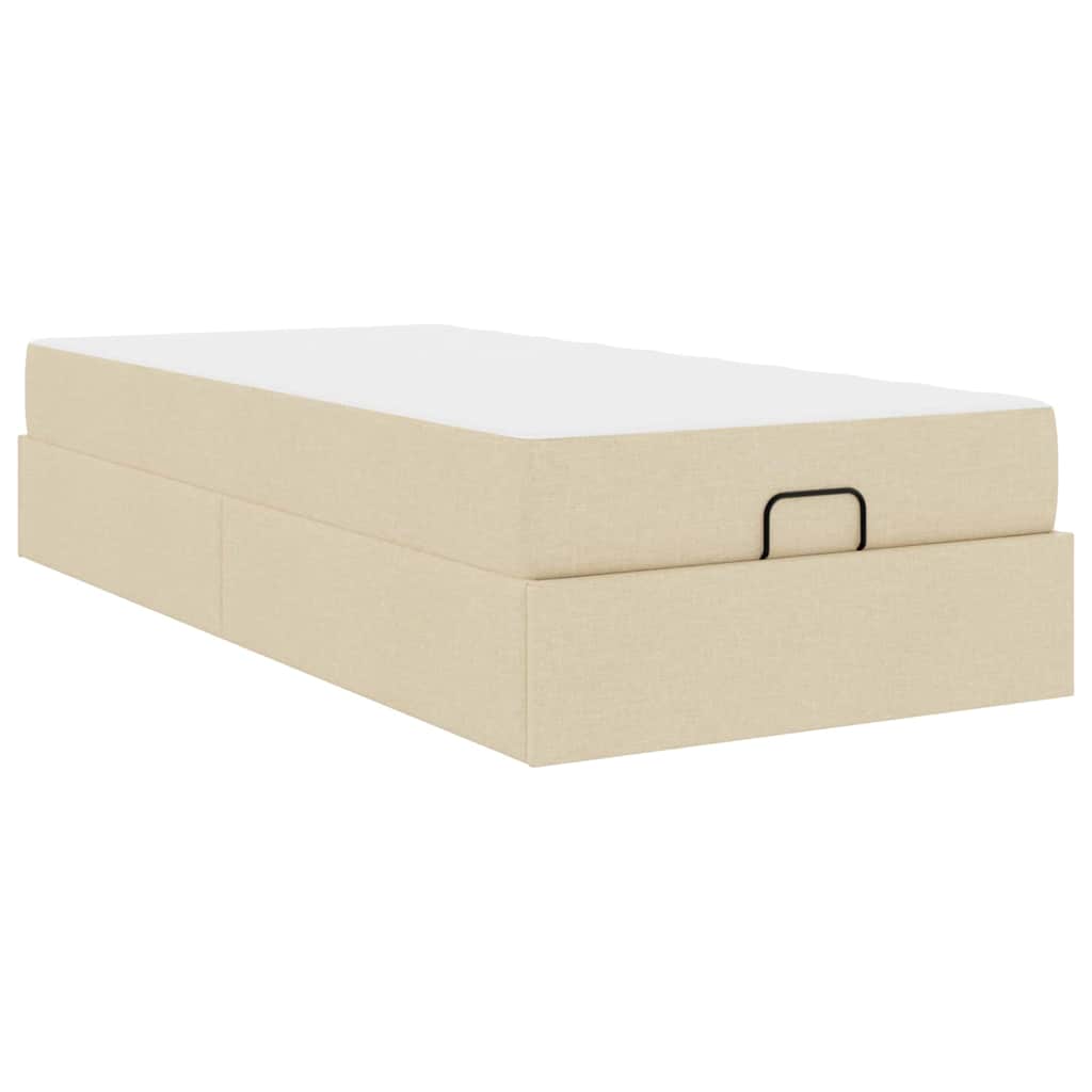 Cadre de lit avec matelas Crème 90 x 190 cm tissu - XIOS