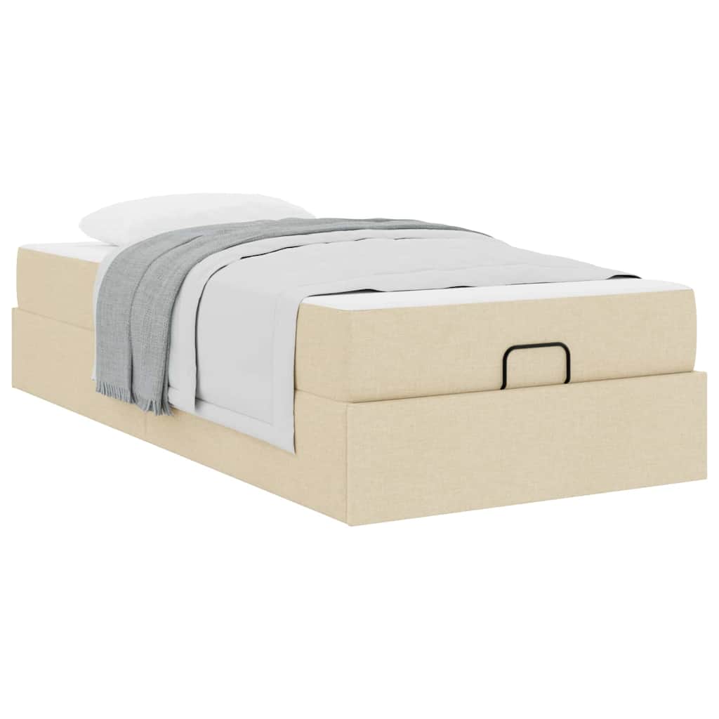 Cadre de lit avec matelas Crème 90 x 190 cm tissu - XIOS