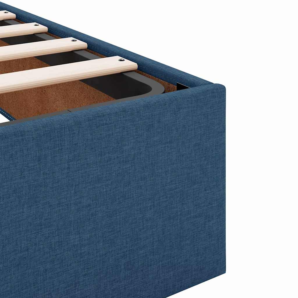 Cadre de lit avec matelas Bleu 90 x 190 cm tissu - XIOS