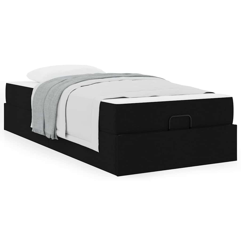 Cadre de lit avec matelas Noir 90 x 200 cm tissu - XIOS