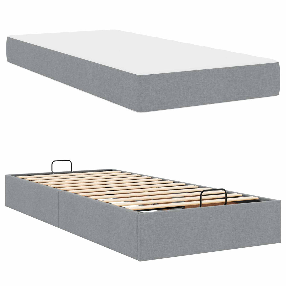 Cadre de lit avec matelas 2 pièces Gris clair tissu