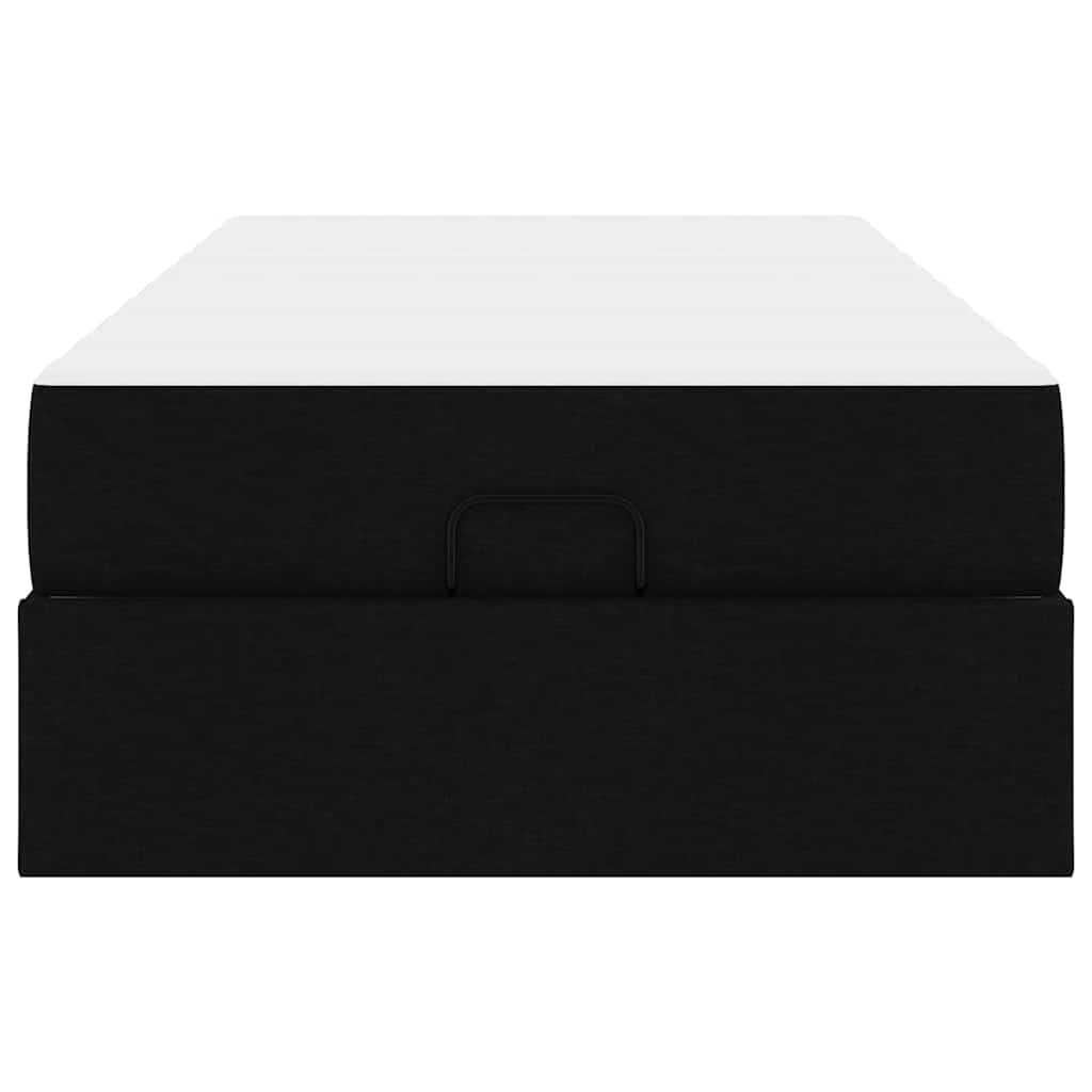 Cadre de lit avec matelas Noir 100 x 200 cm tissu - XIOS