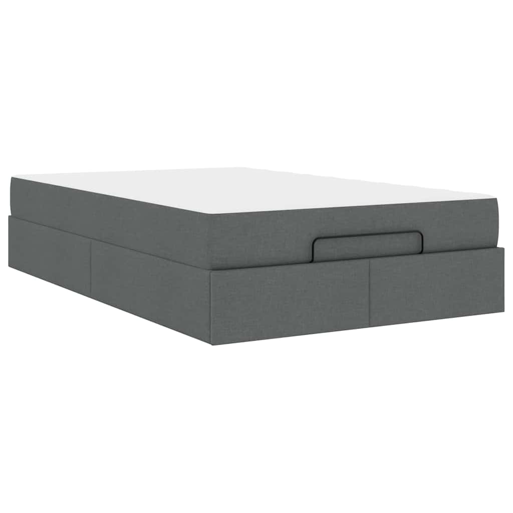Cadre de lit avec matelas Gris foncé 120 x 190 cm tissu - XIOS