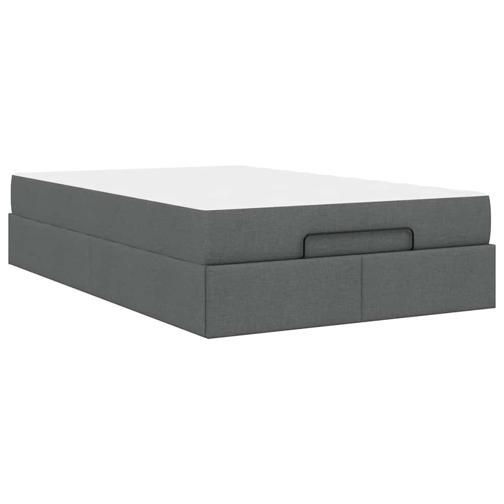 Cadre de lit avec matelas Gris foncé 120 x 190 cm tissu - XIOS