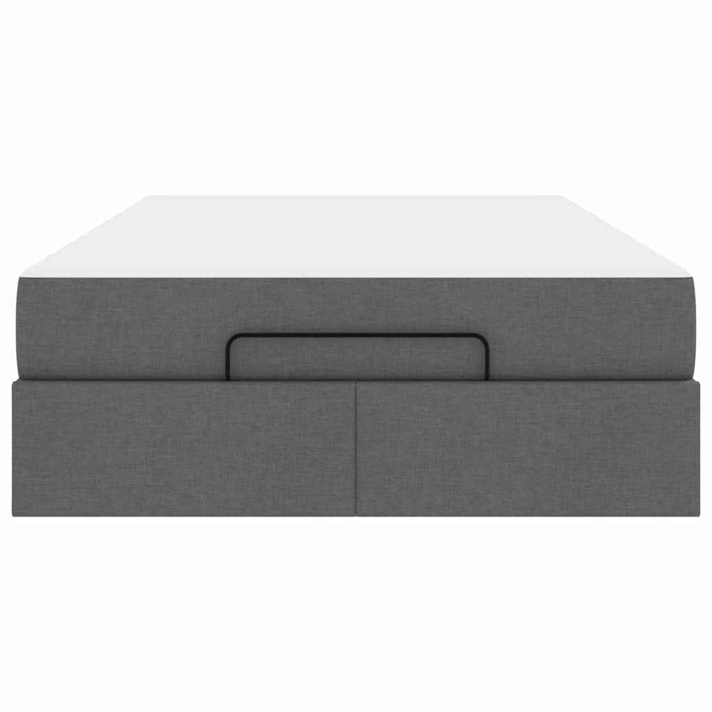 Cadre de lit avec matelas Gris foncé 120 x 190 cm tissu - XIOS