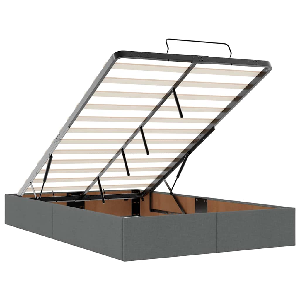 Cadre de lit avec matelas Gris foncé 120 x 190 cm tissu - XIOS