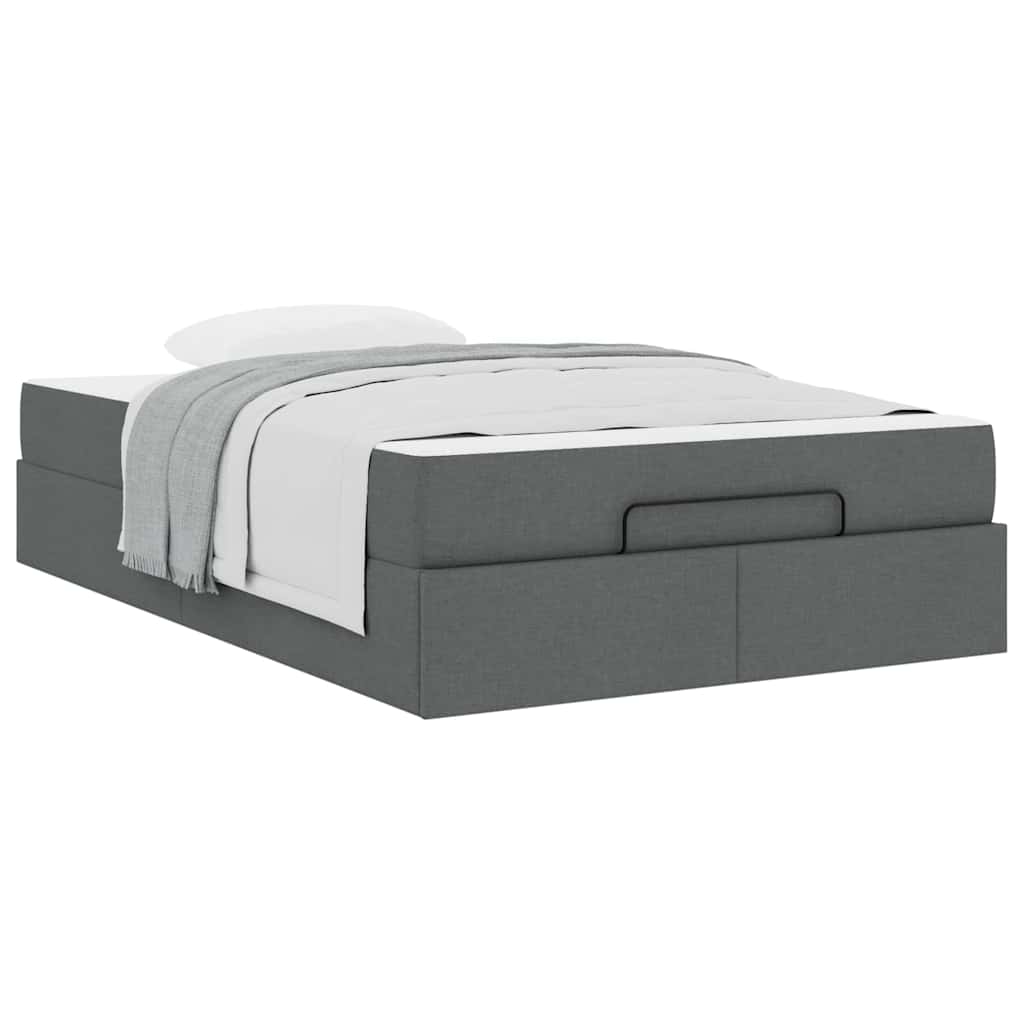 Cadre de lit avec matelas Gris foncé 120 x 190 cm tissu - XIOS