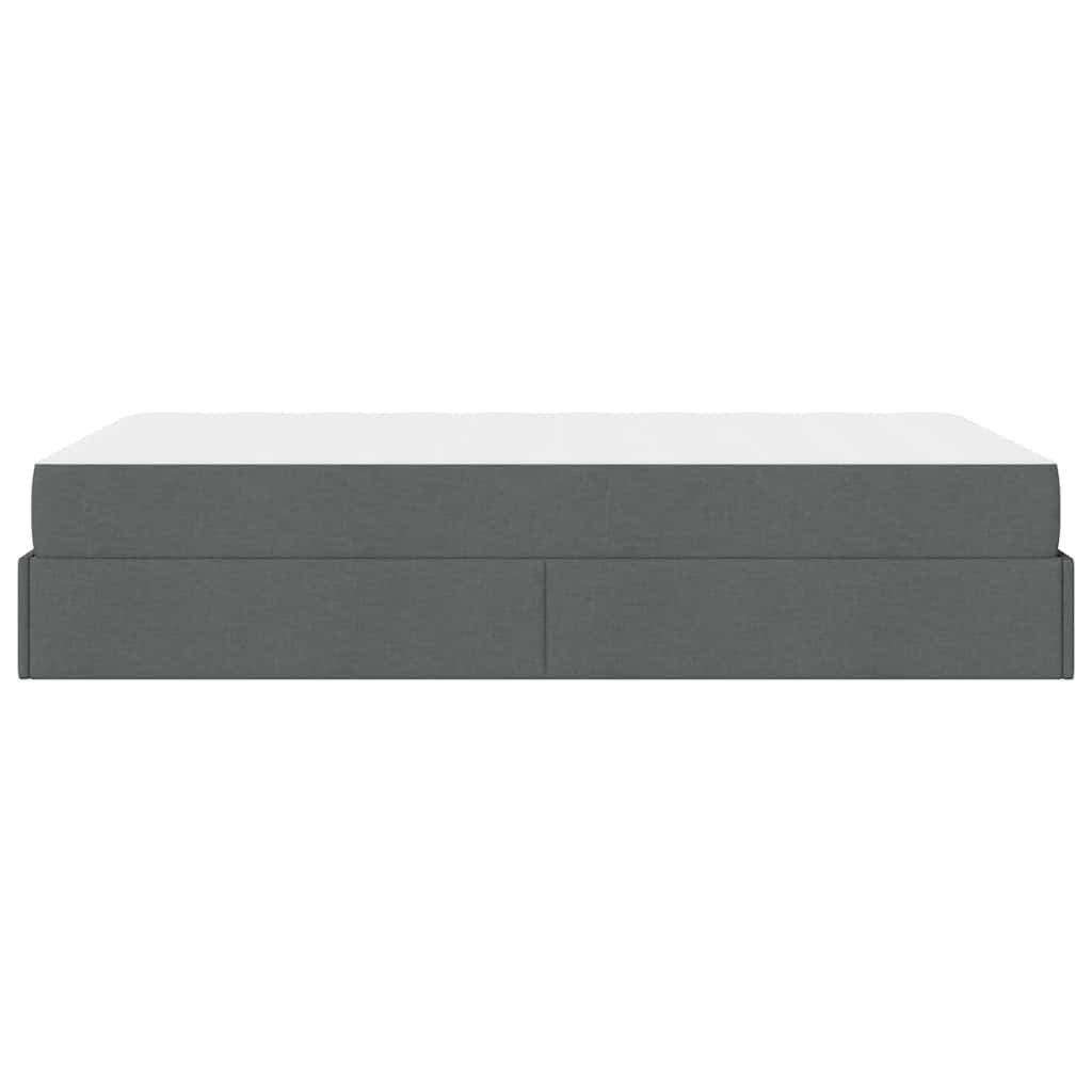 Cadre de lit avec matelas Gris foncé 120 x 190 cm tissu - XIOS