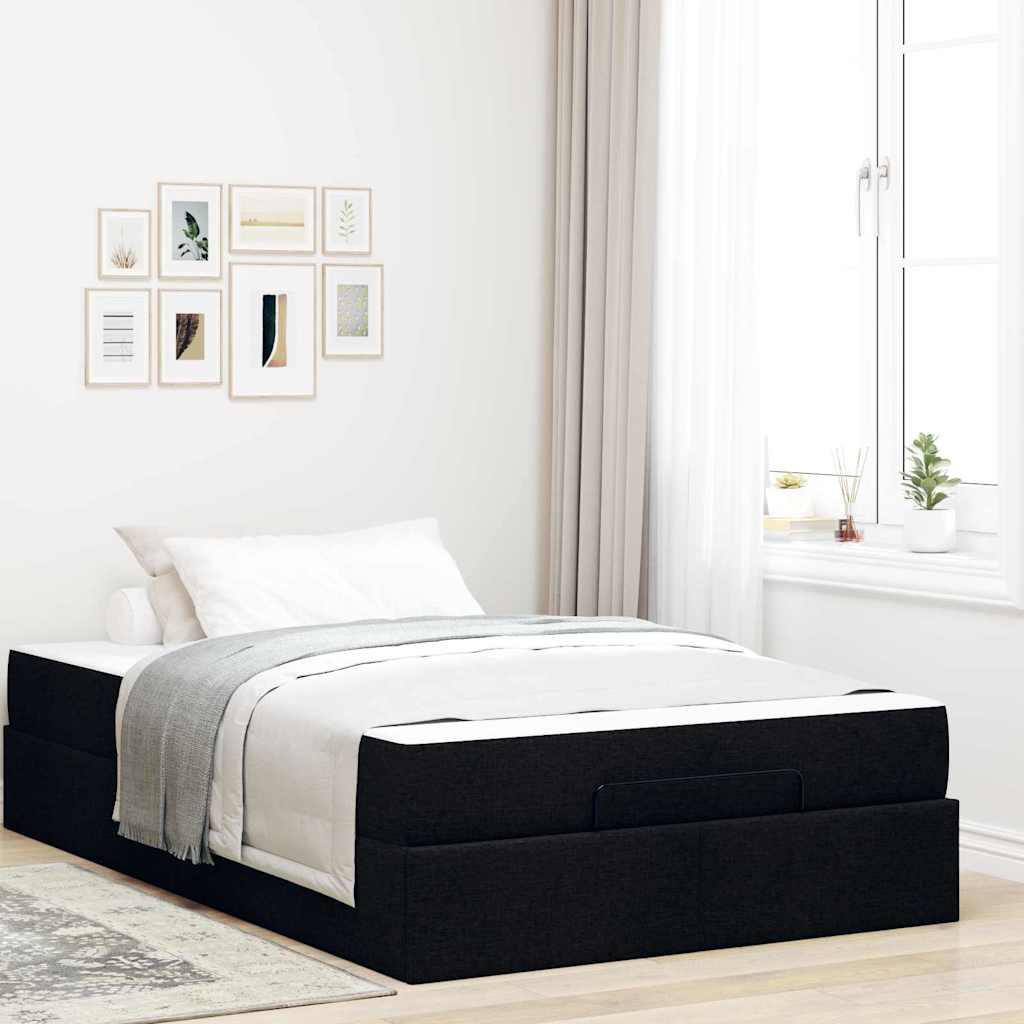 Cadre de lit avec matelas Noir 120 x 190 cm tissu - XIOS