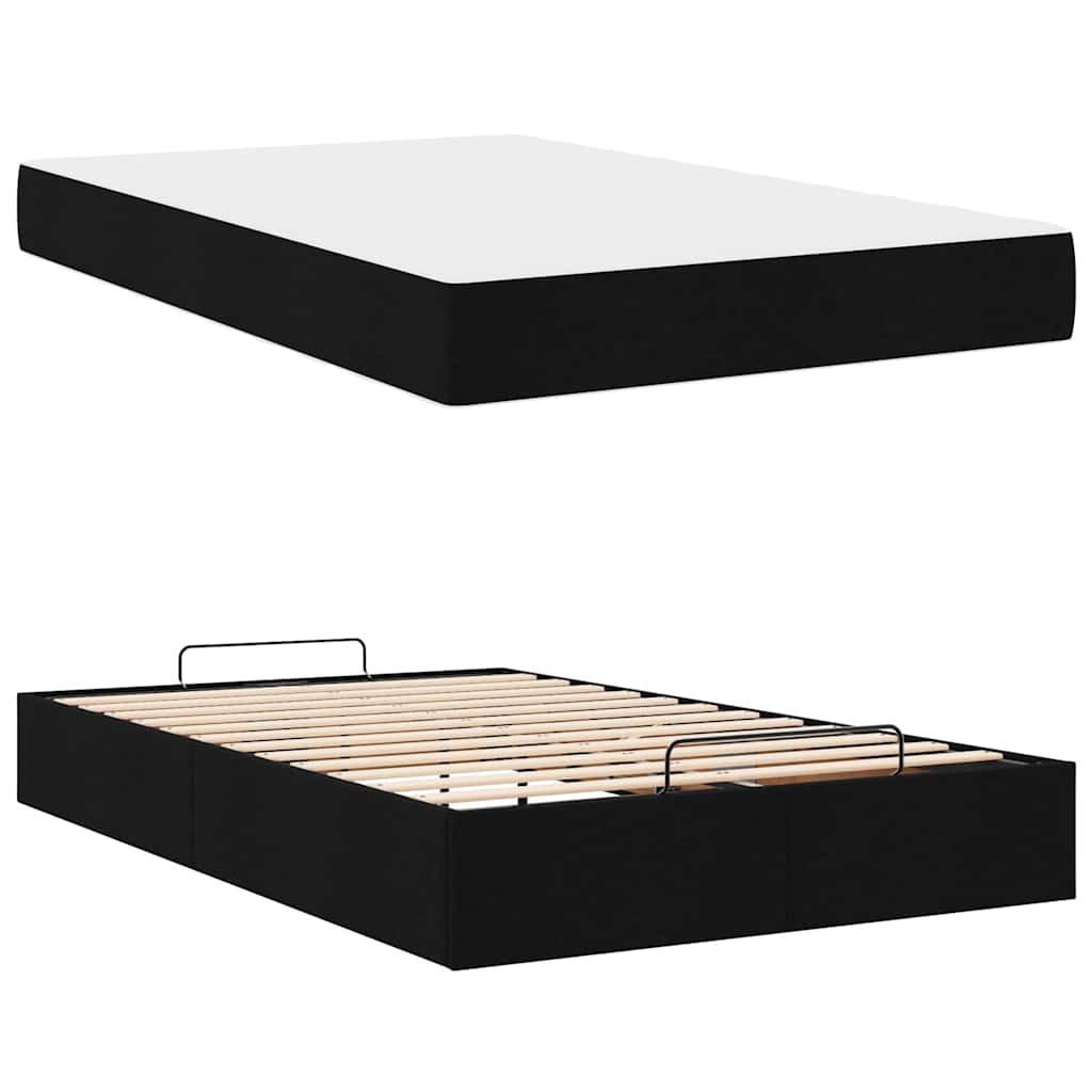 Cadre de lit avec matelas Noir 120 x 190 cm tissu - XIOS