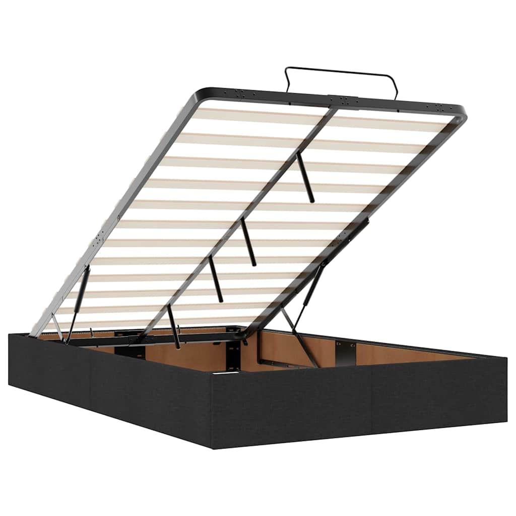 Cadre de lit avec matelas Noir 120 x 190 cm tissu - XIOS