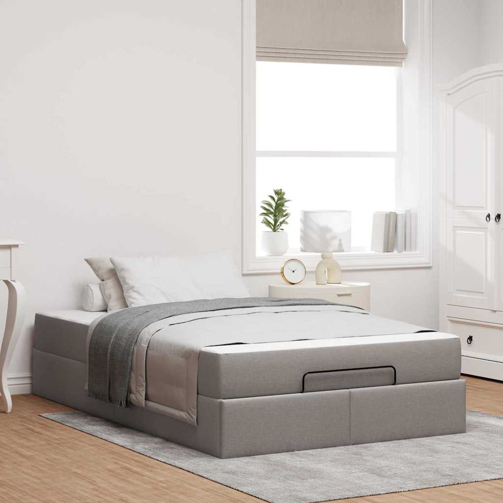 Cadre de lit avec matelas Taupe 120 x 200 cm tissu - XIOS