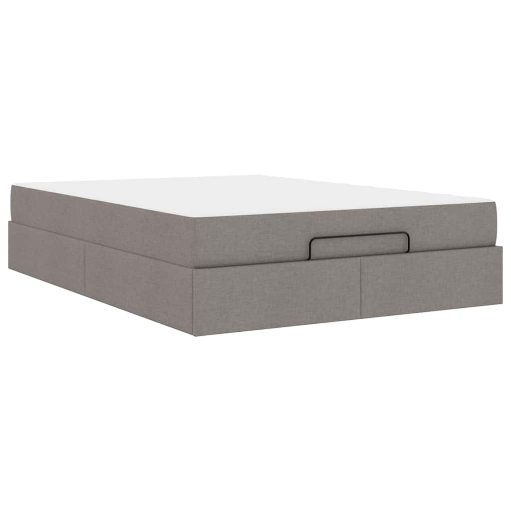 Cadre de lit avec matelas Taupe 140 x 190 cm tissu - XIOS