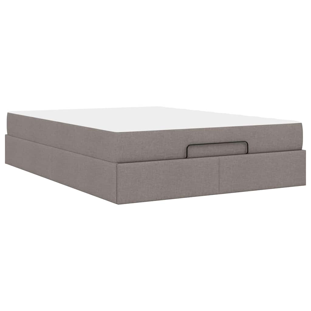 Cadre de lit avec matelas Taupe 140 x 190 cm tissu - XIOS