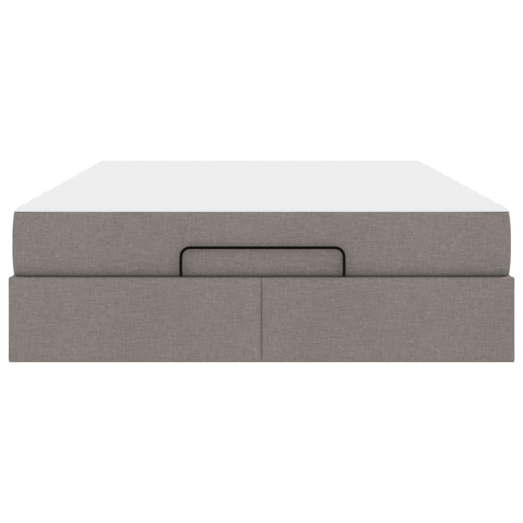 Cadre de lit avec matelas Taupe 140 x 190 cm tissu - XIOS