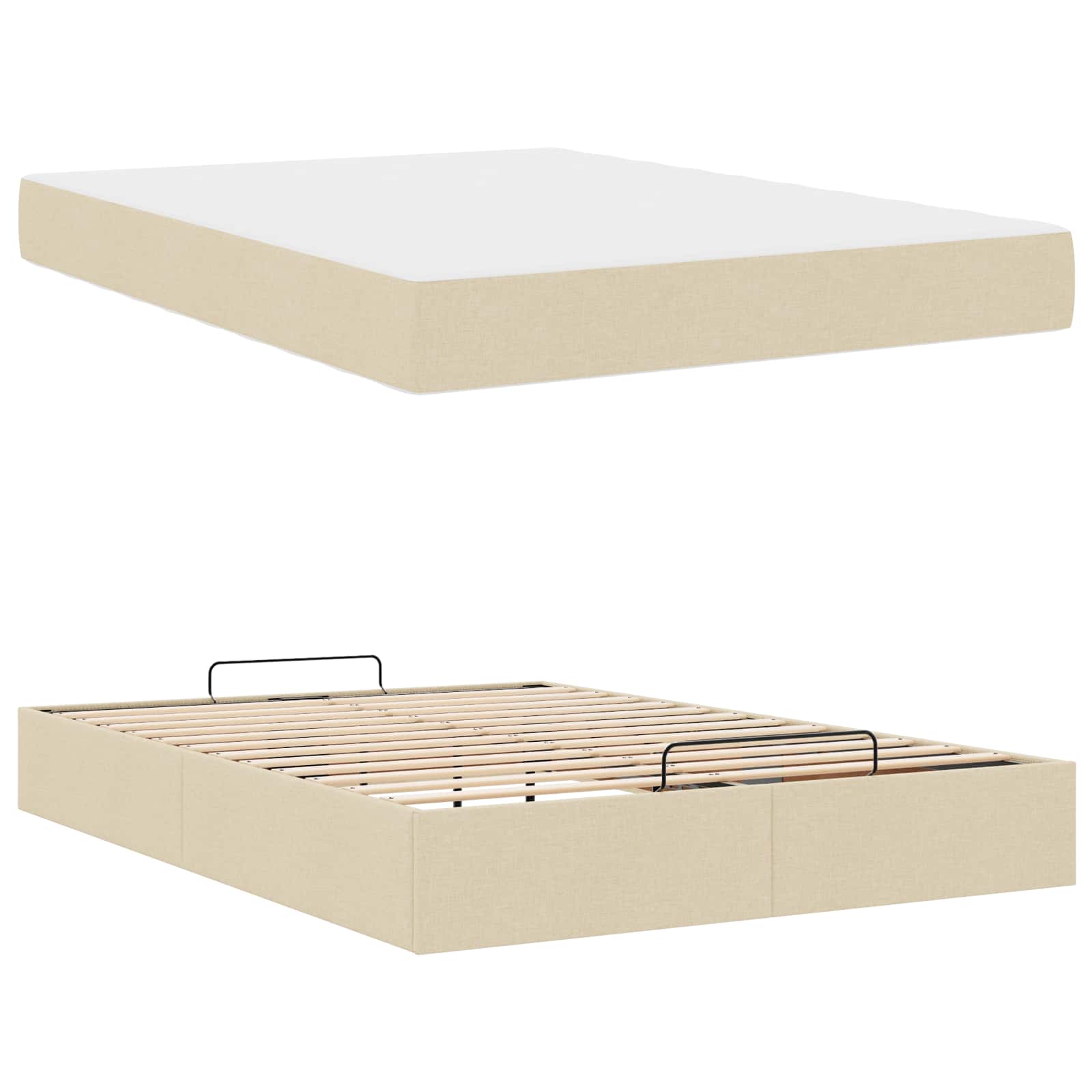 Cadre de lit avec matelas avec matelas 2 pcs Crème tissu - XIOS