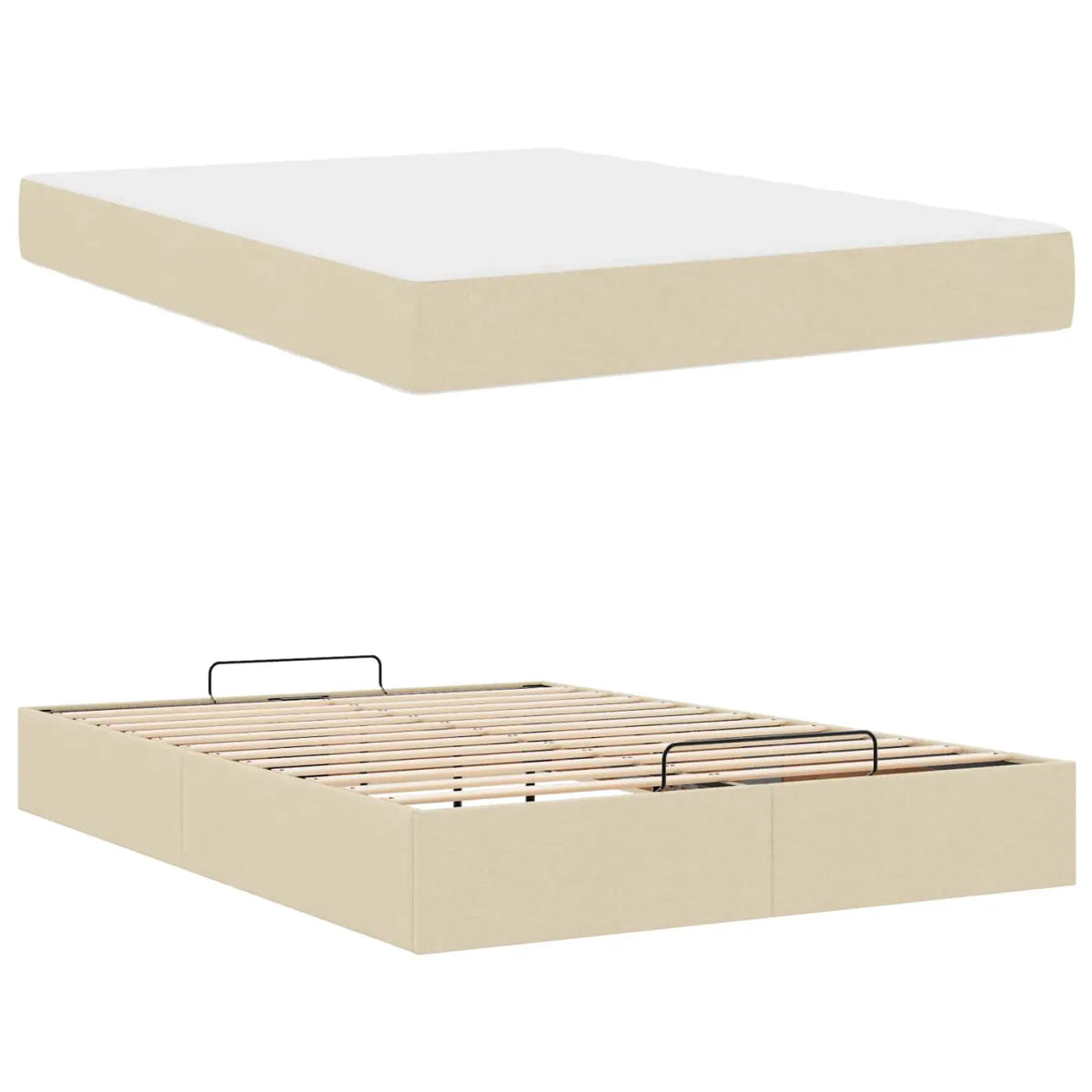Cadre de lit avec matelas 2 pièces Crème tissu - XIOS