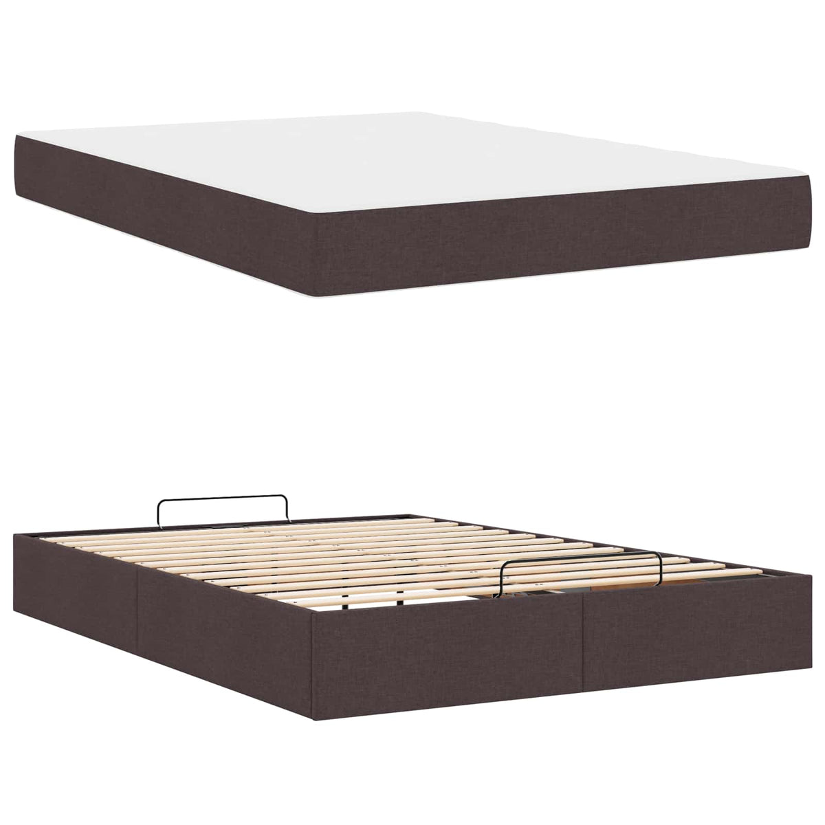 Cadre de lit avec matelas 2 pc Tan tissu - XIOS Store SNC