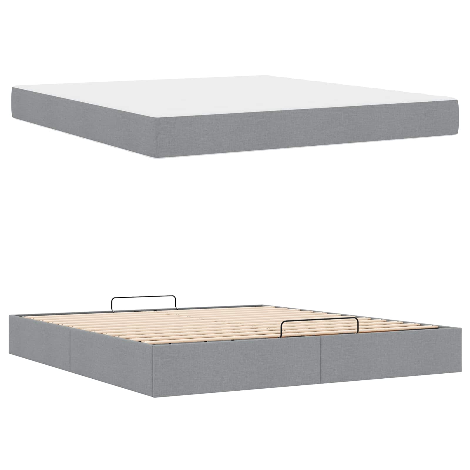 Cadre de lit avec matelas 2 pc Gris clair tissu