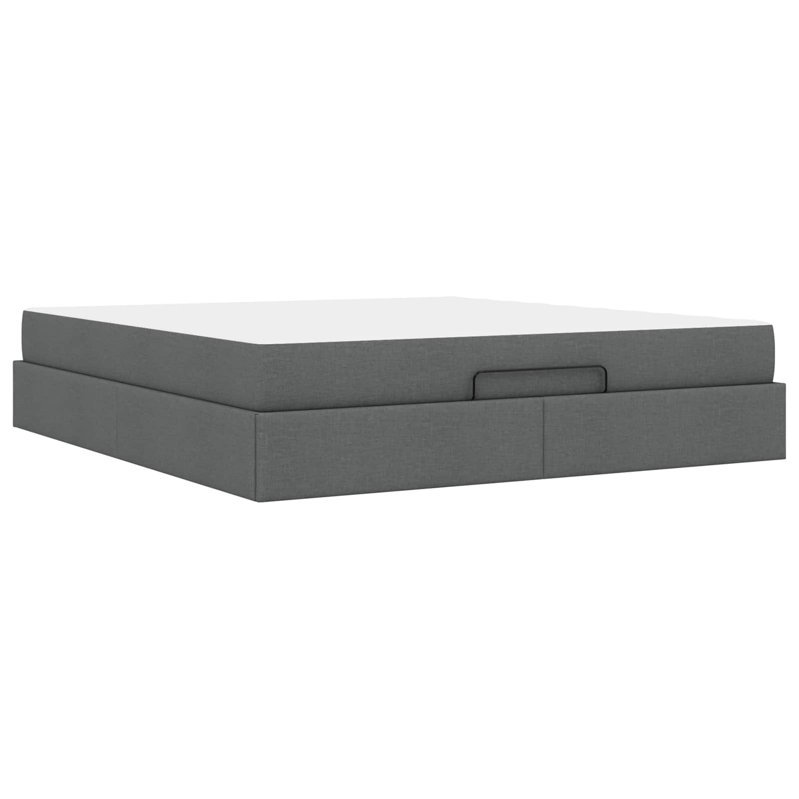 Cadre de lit avec matelas 2 pc Gris Foncé tissu