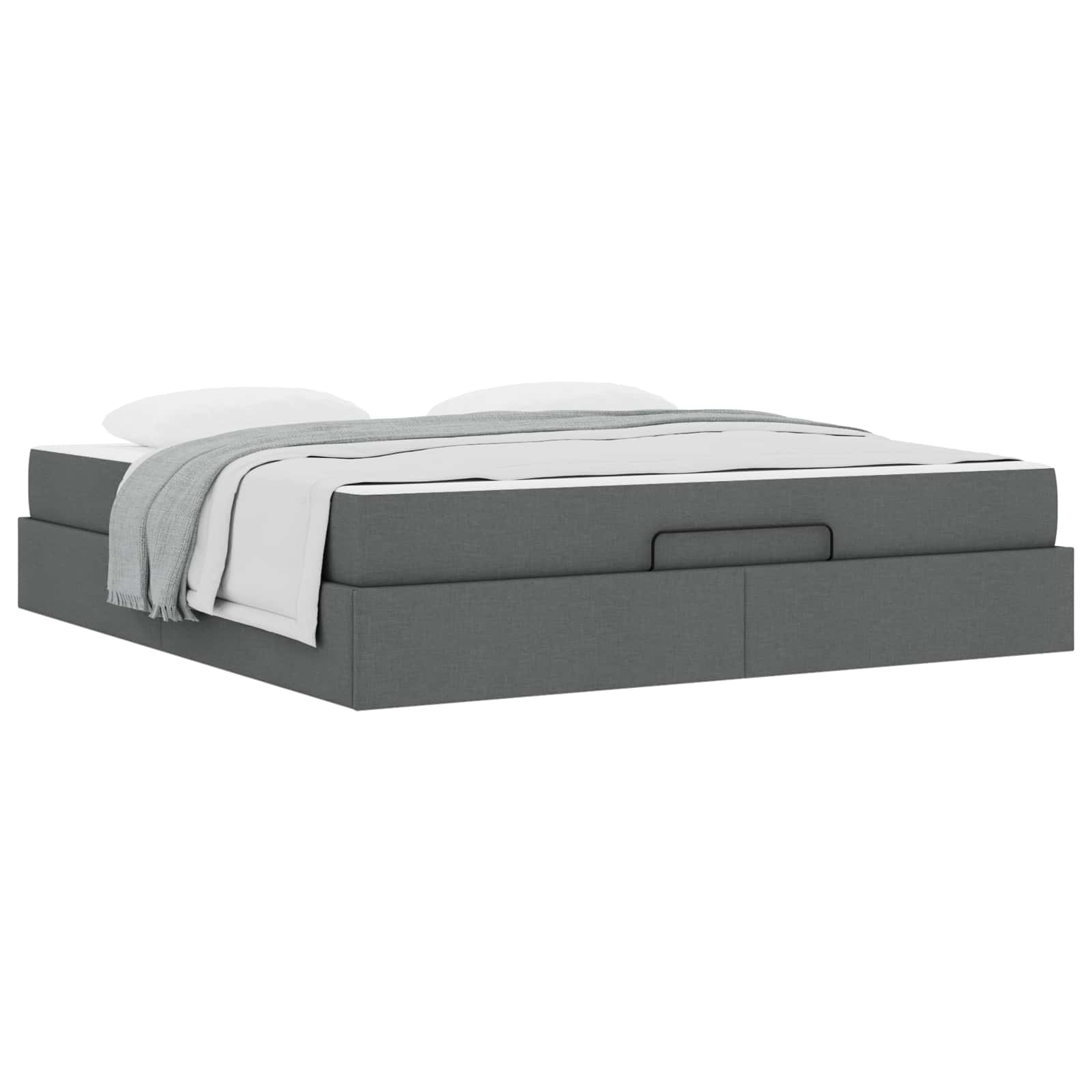Cadre de lit avec matelas 2 pc Gris Foncé tissu