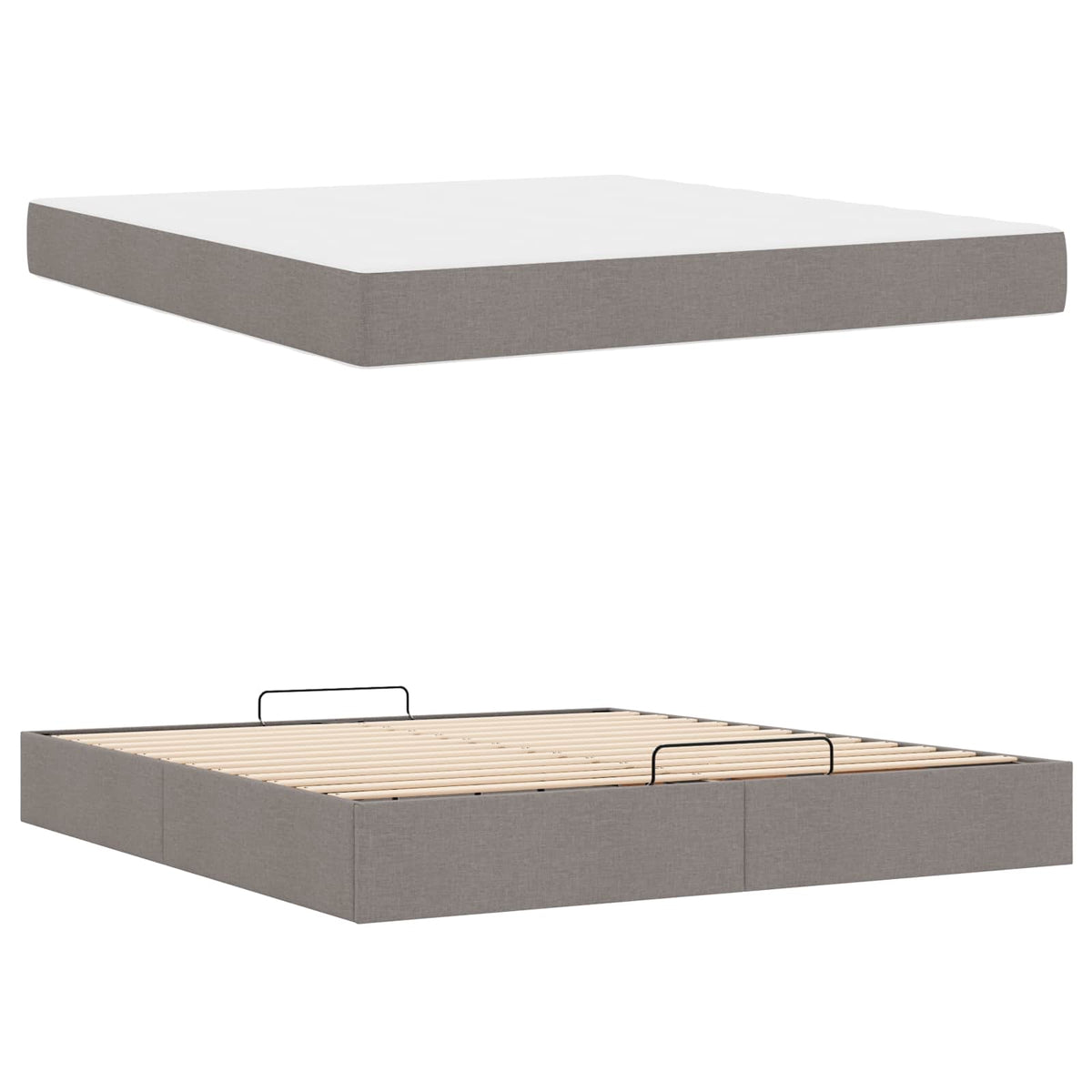 Cadre de lit avec matelas 2 pièces Taupe tissu