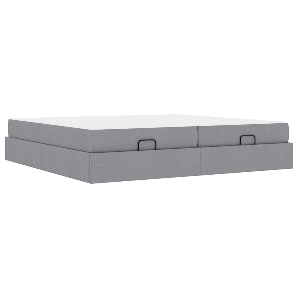 Cadre de lit avec stockage Gris clair 200 x 200 cm tissu - XIOS