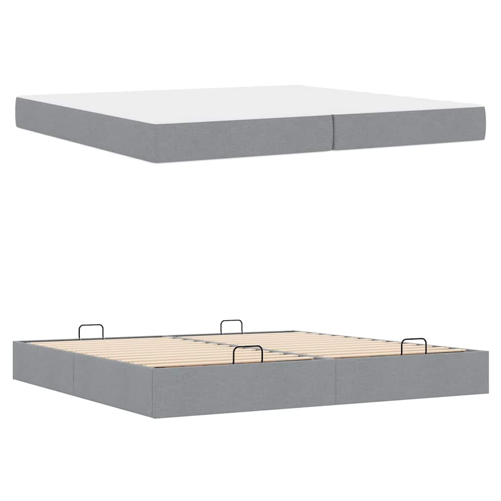 Cadre de lit avec stockage Gris clair 200 x 200 cm tissu - XIOS
