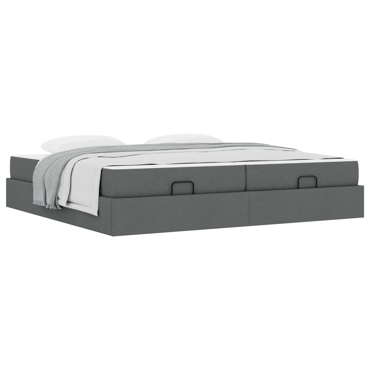 Cadre de lit avec matelas 2 pièces Gris Foncé tissu