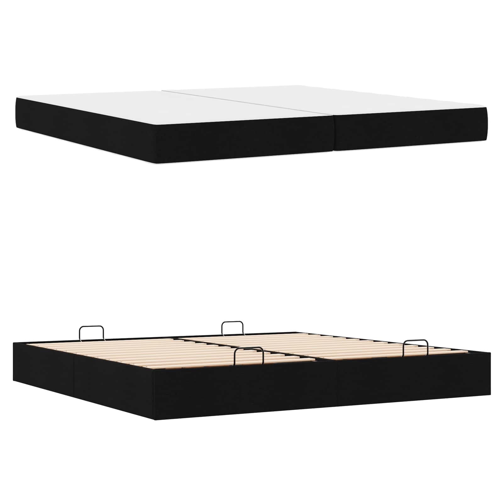Cadre de lit avec matelas avec matelas 2 pcs Noir tissu - XIOS