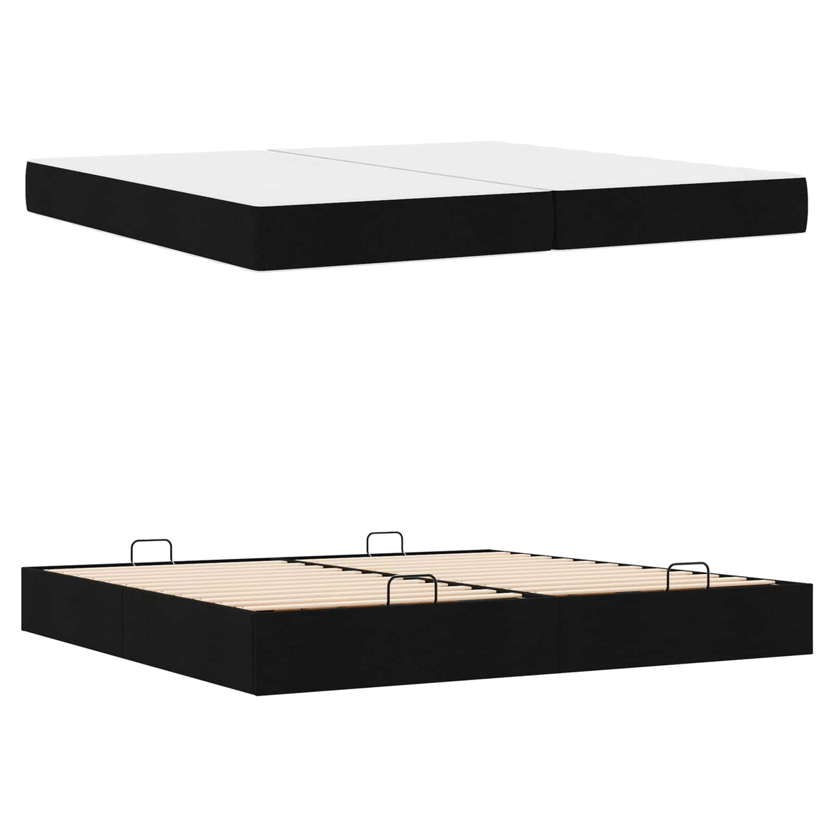 Cadre de lit avec matelas 2 pièces Noir tissu