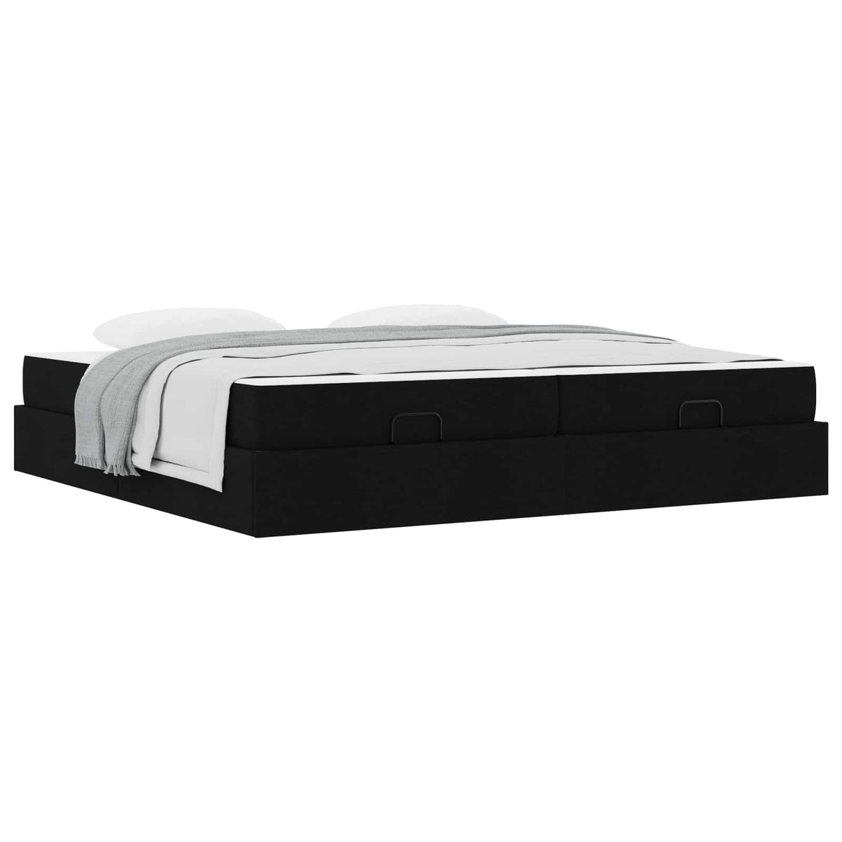 Cadre de lit avec matelas 2 pièces Noir tissu