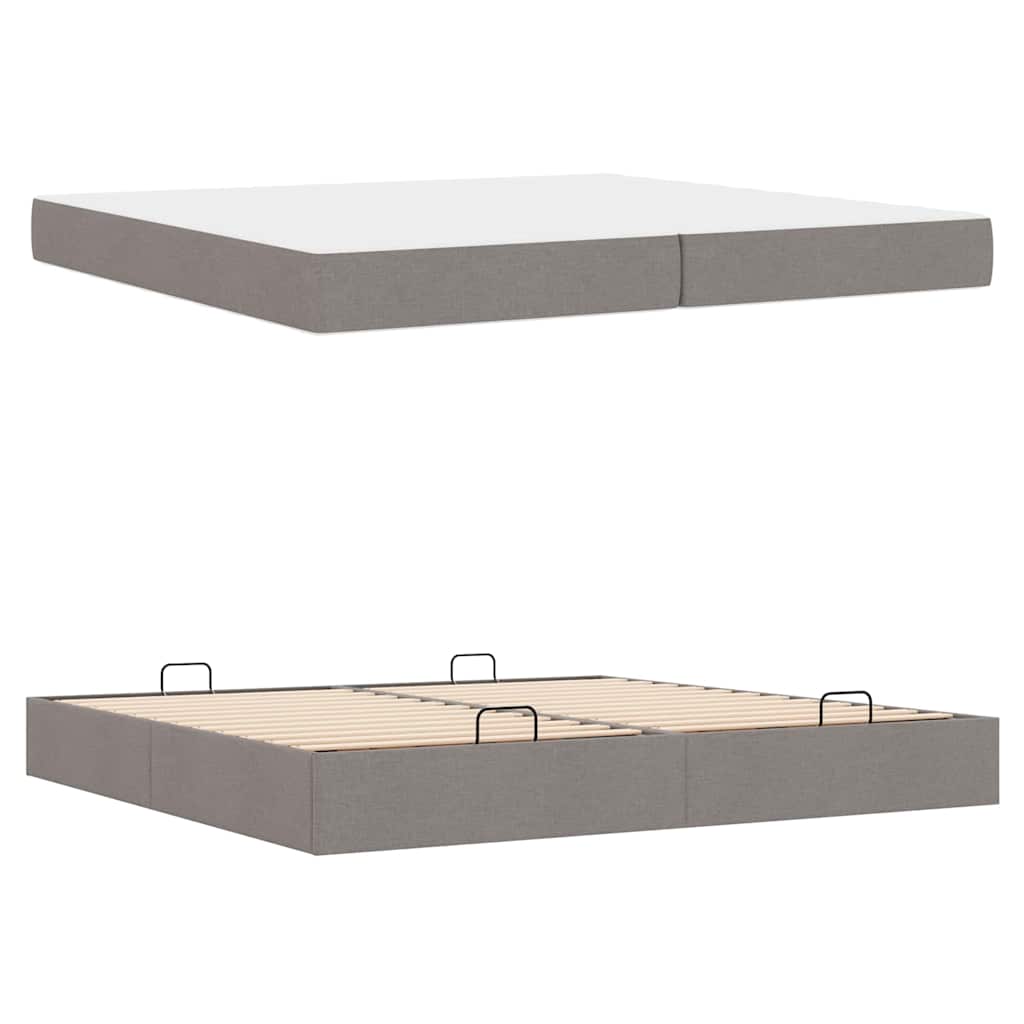 Cadre de lit avec stockage Taupe 200 x 200 cm tissu - XIOS