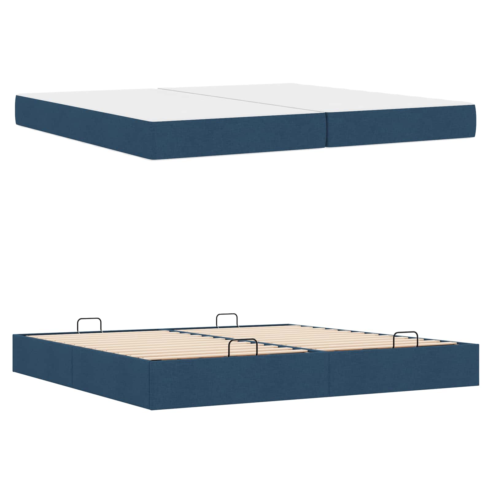 Cadre de lit avec matelas avec matelas 2 pcs Bleu tissu - XIOS