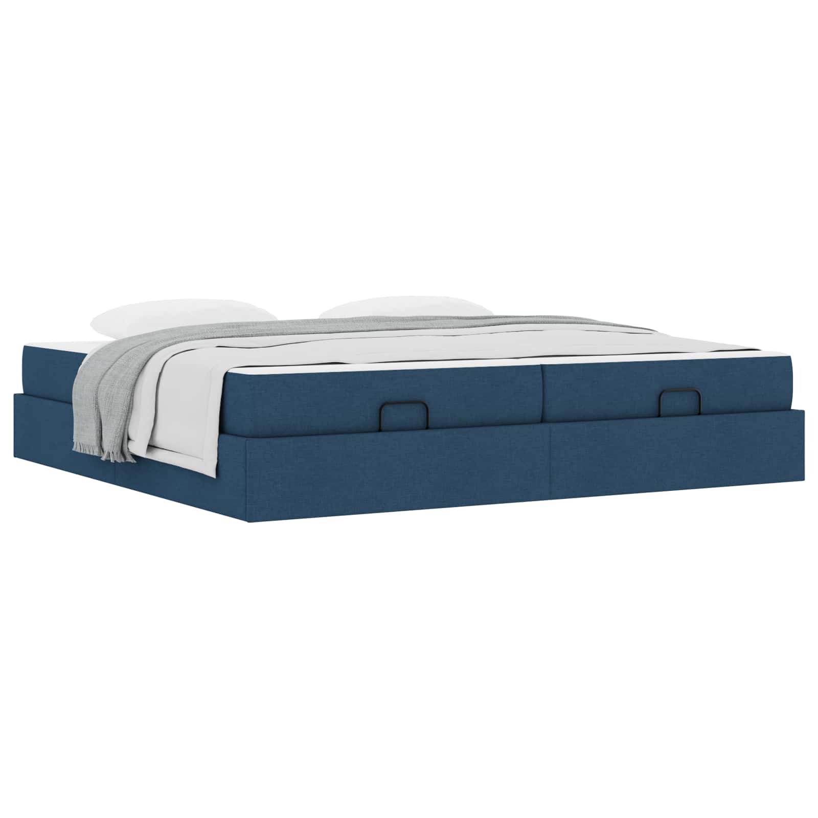 Cadre de lit avec matelas avec matelas 2 pcs Bleu tissu - XIOS