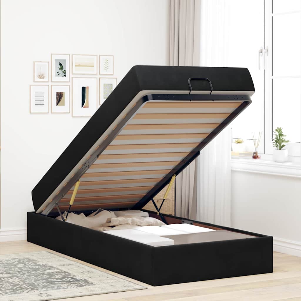 Cadre de lit avec matelas Noir 80 x 200 cm Velours - XIOS
