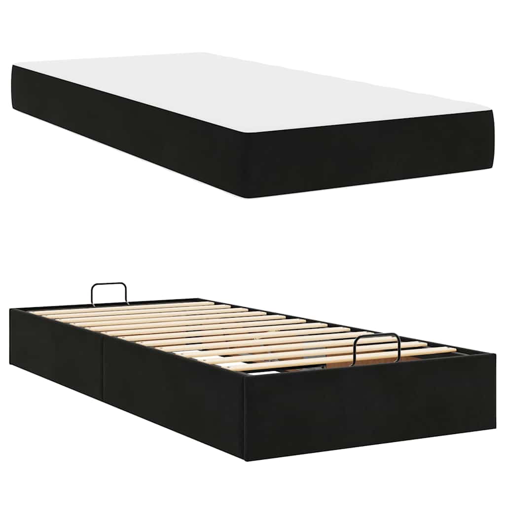 Cadre de lit avec matelas Noir 80 x 200 cm Velours - XIOS