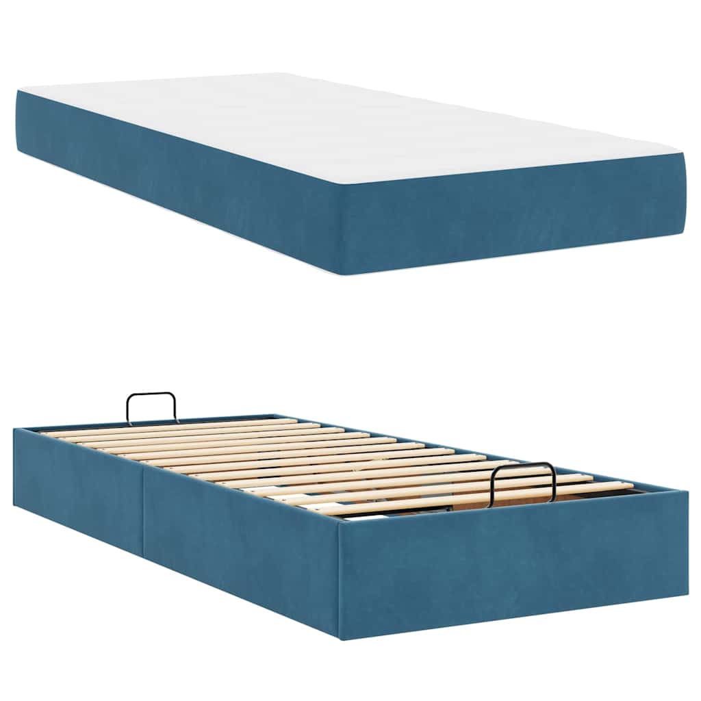 Cadre de lit avec matelas Bleu 90 x 190 cm Velours - XIOS