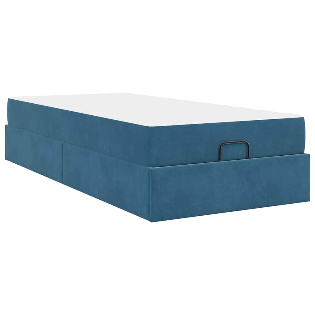 Cadre de lit avec matelas Bleu 90 x 190 cm Velours - XIOS