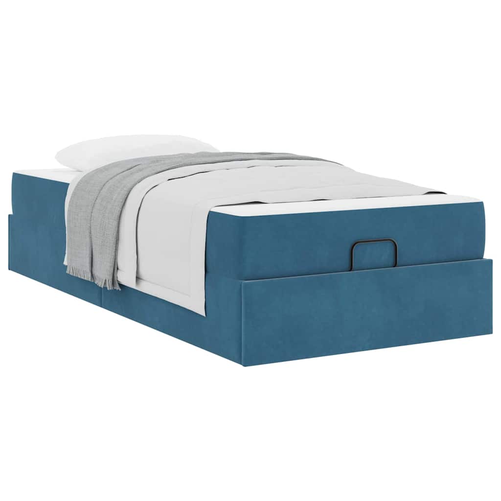 Cadre de lit avec matelas Bleu 90 x 190 cm Velours - XIOS