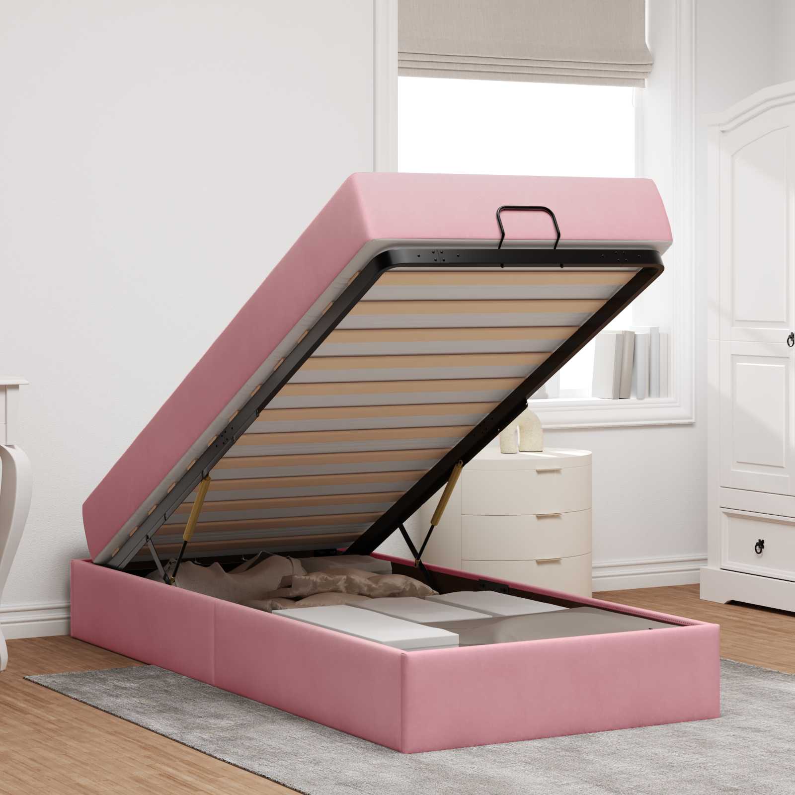 Cadre de lit avec matelas 2 pièces Rose Velours