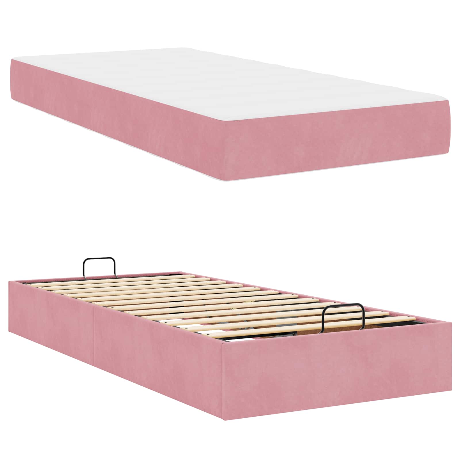 Cadre de lit avec matelas 2 pièces Rose Velours